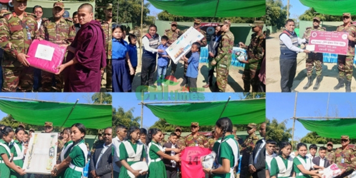 কাউখালীতে সেনাবাহিনীর উদ্যোগে শীতবস্ত্র ও ক্রীড়াসামগ্রী বিতরণ