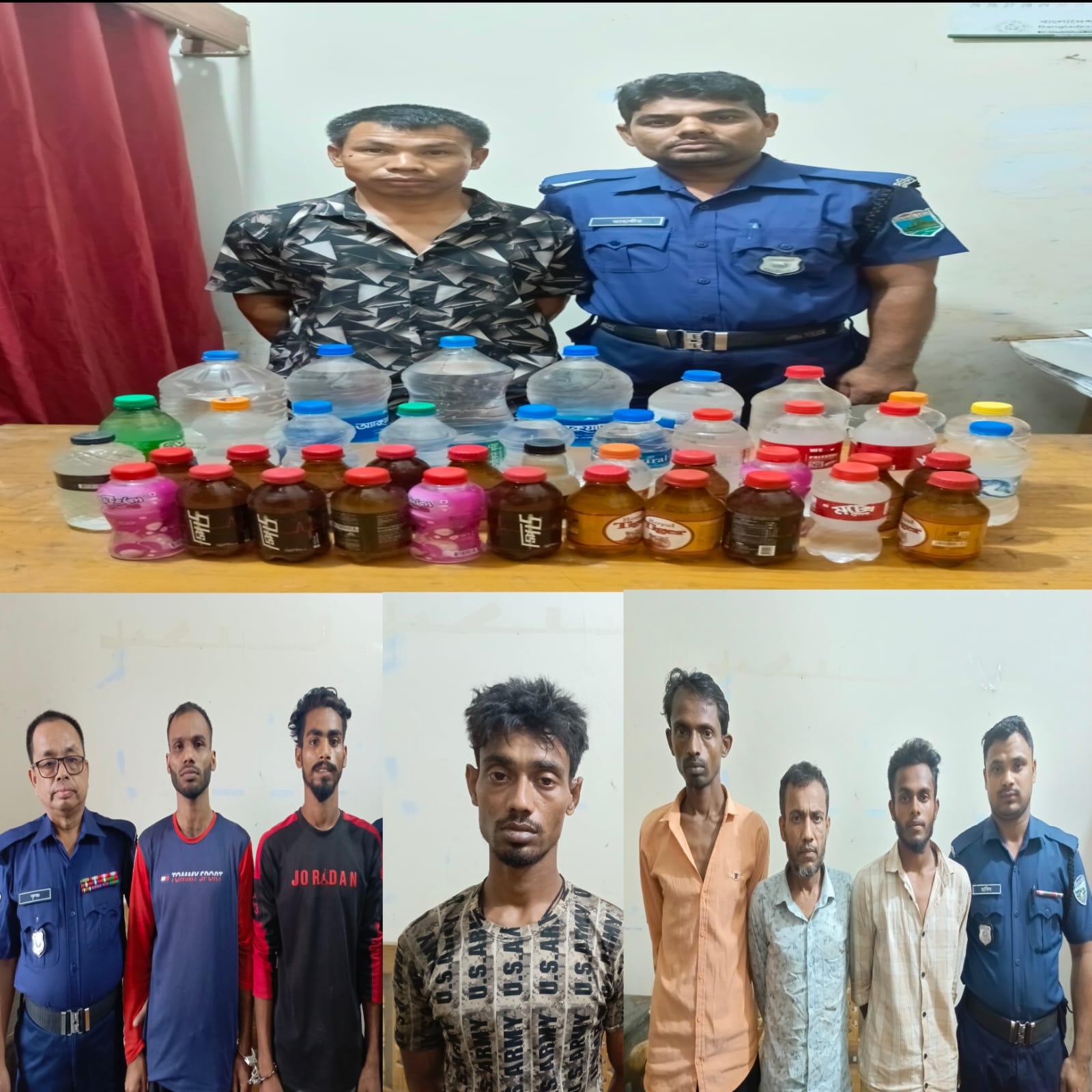 কোতয়ালী থানার বিশেষ অভিযানে ৭ আসামি গ্রেফতার, ১৯ লিটার চোলাইমদ উদ্ধার