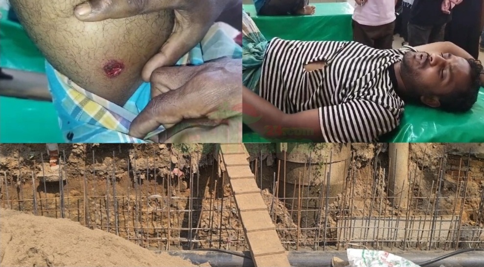 নিরাপত্তাহীন ড্রেন নির্মাণকাজে দুর্ঘটনা, রড পায়ে ঢুকে আহত যুবক