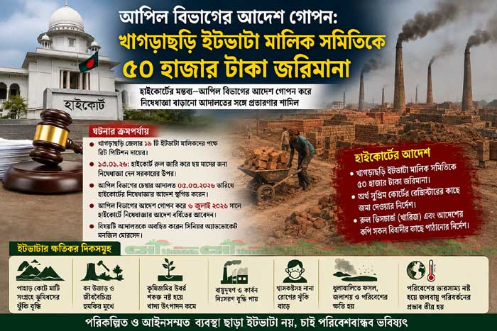 আপিল বিভাগের আদেশ গোপন! পাহাড়ের ১৯ ইটভাটাকে ৫০ হাজার টাকা জরিমানা