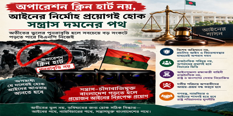 অপারেশন ক্লিন হার্ট নয়, আইনের নির্মোহ প্রয়োগই হোক সন্ত্রাস দমনের পথ